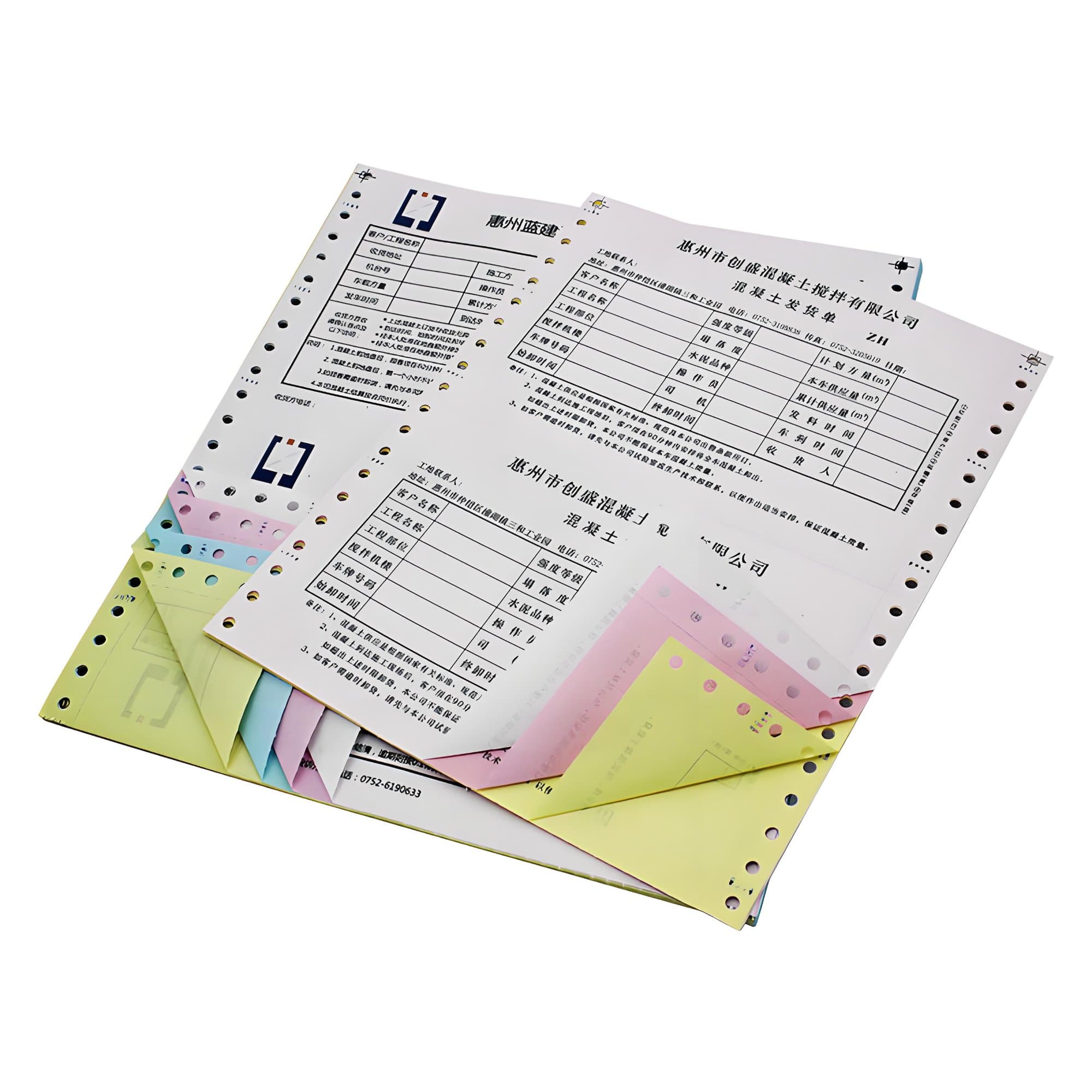Printed NCR carbonless forms prepared for business records