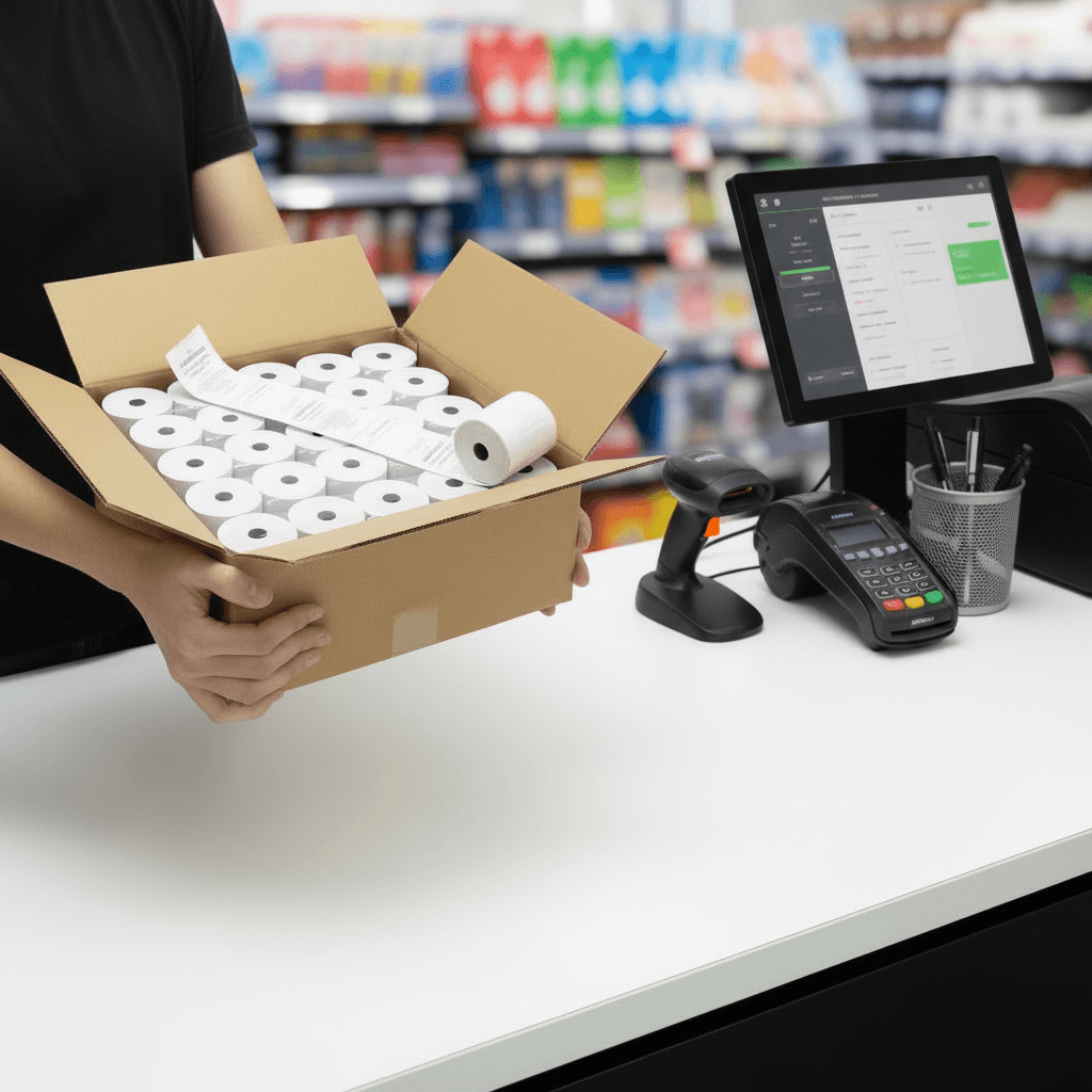 Thermal paper roll application for a kiosk or unattended terminal